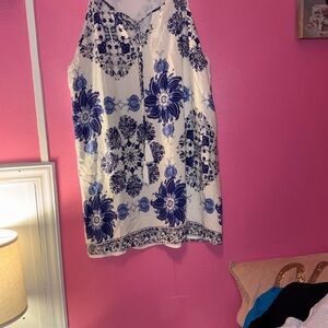 Lulu's Blue and White Floral Blouse